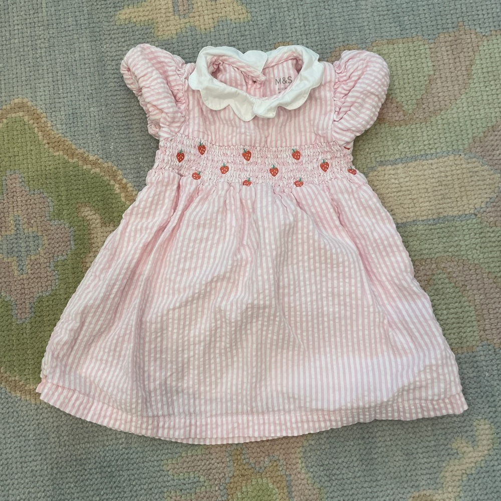 Marks & Spencer 9-12 Month Pink Seersucker Dress